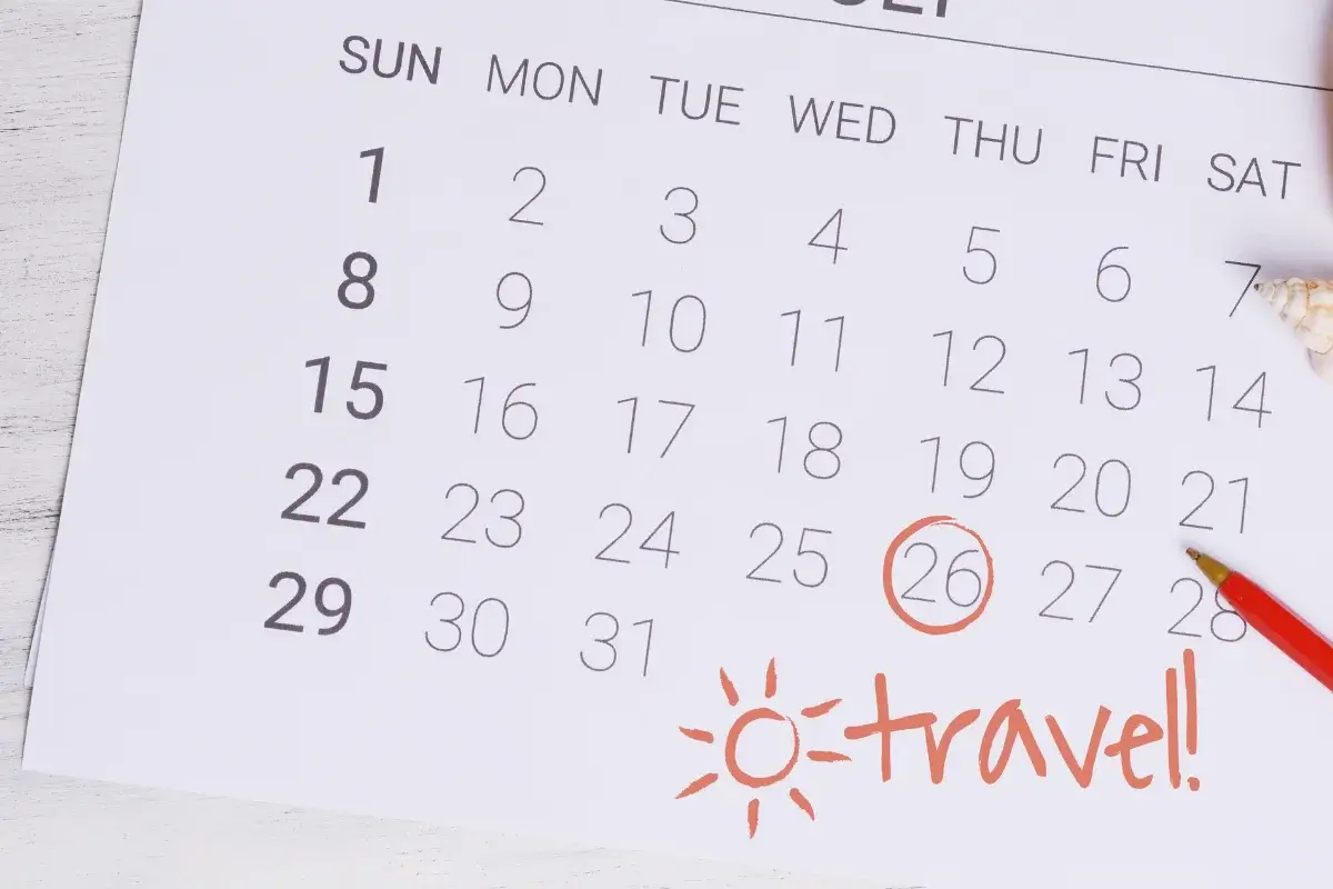 Travel season calendar