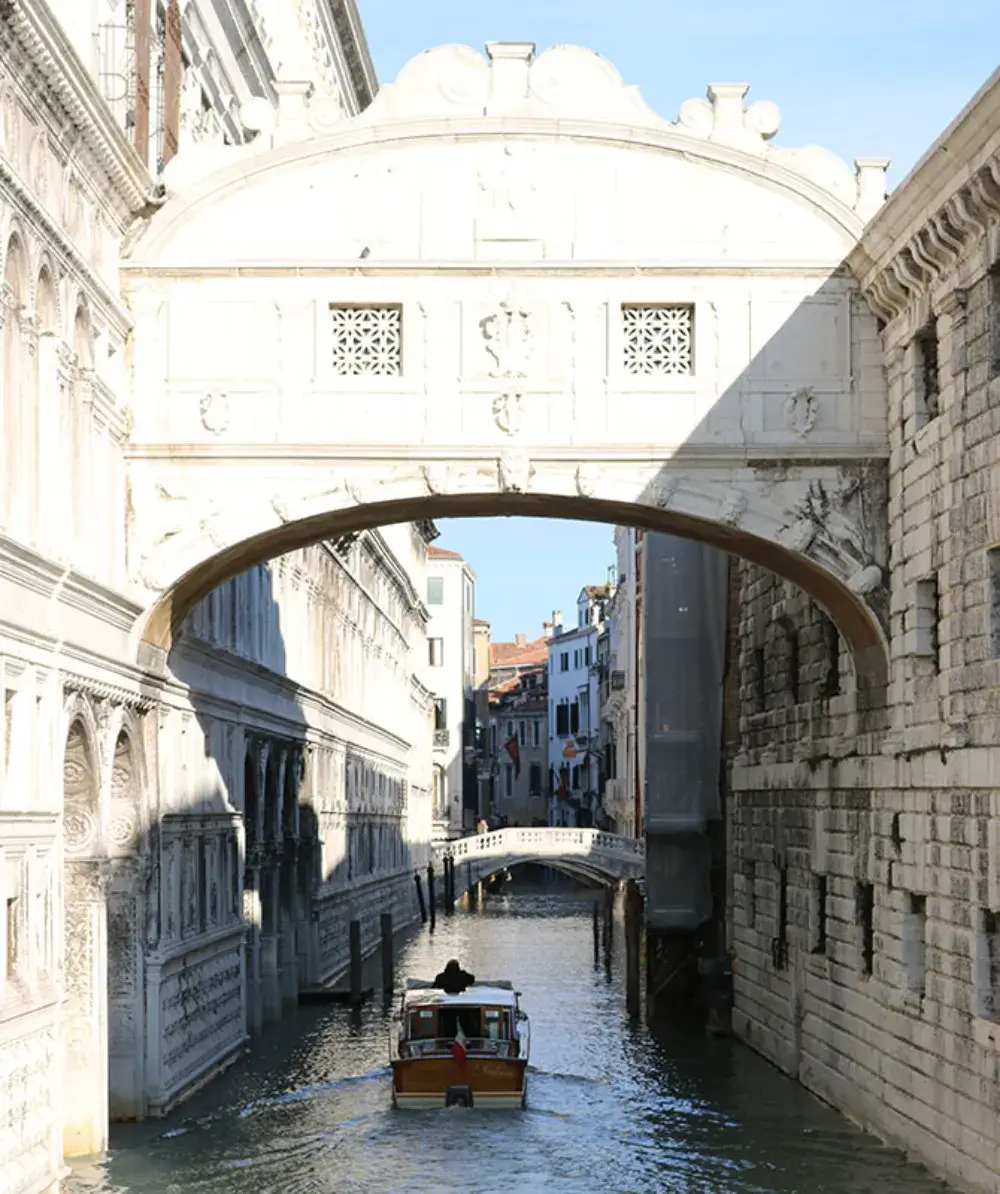 The Bridge of Sighs, one of the most notable bridges in Venice