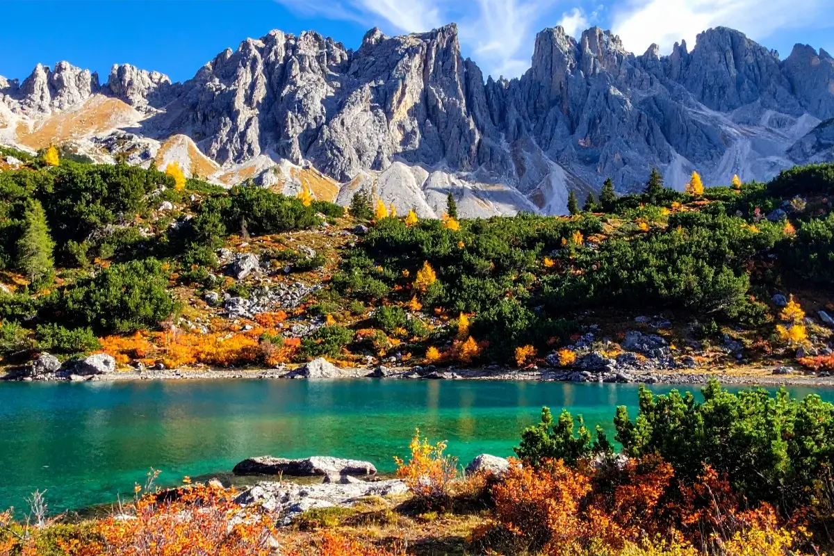 Scenic View of Turchia Lake in Dolomites, Italy