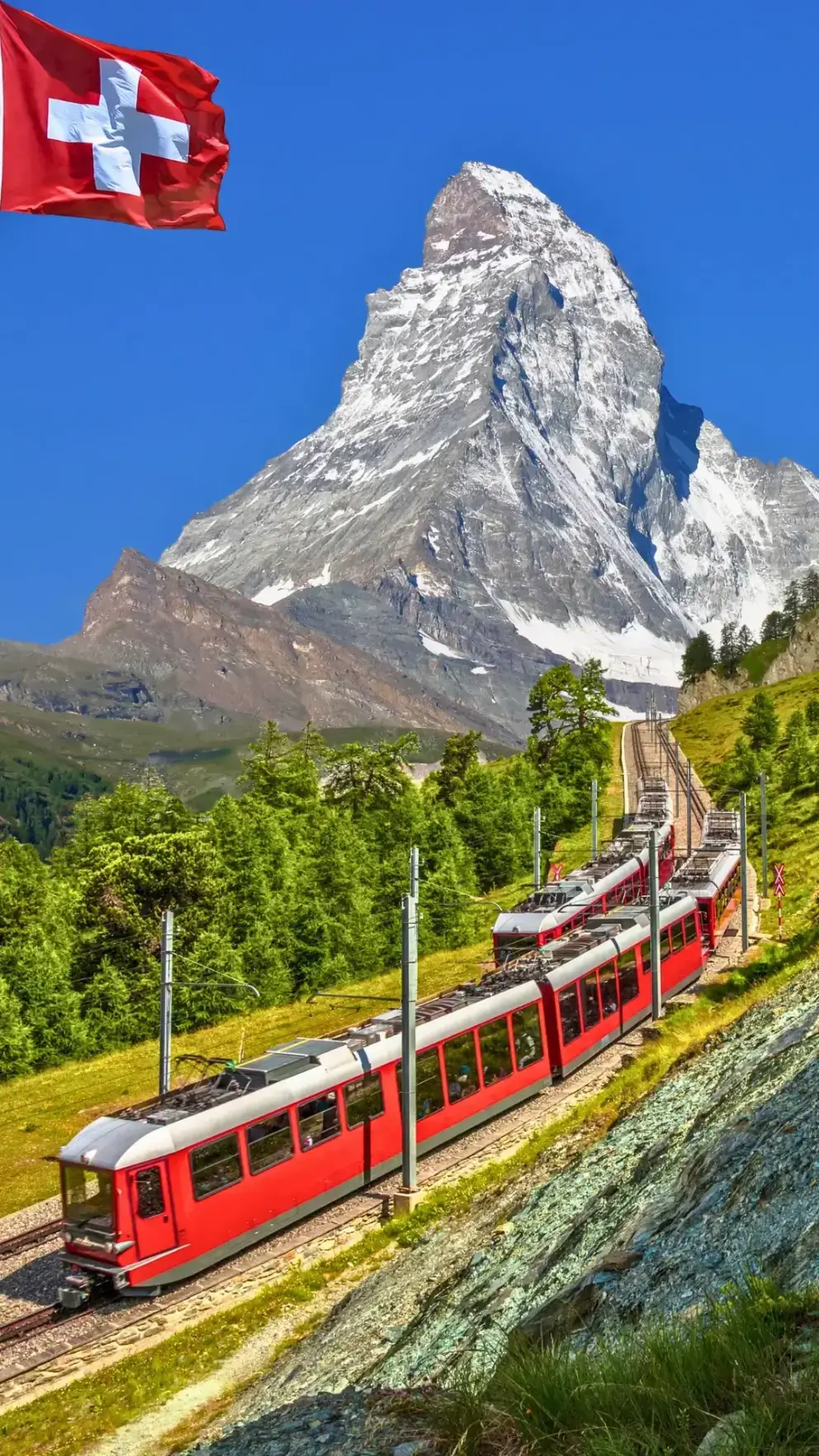 Swiss Alps lakeside village